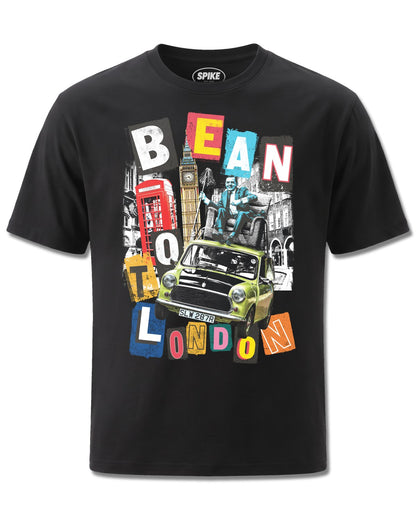 Mr Bean London (Mr Bean) design, front view on Black M121, Rock Off Retail official merch