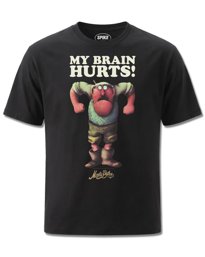 Monty Python My Brain Hurts (Monty Python) design, front view on Black M121, Rock Off Retail official merch