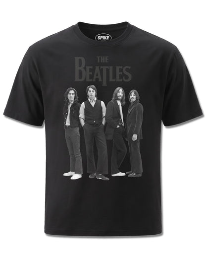 Beatles Standing (The Beatles) design, front view on Black M121, Rock Off Retail official merch