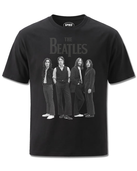 Beatles Standing (The Beatles) design, front view on Black M121, Rock Off Retail official merch