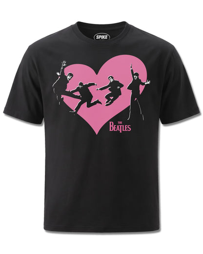 Beatles Heart (The Beatles) design, front view on Black M121, Rock Off Retail official merch