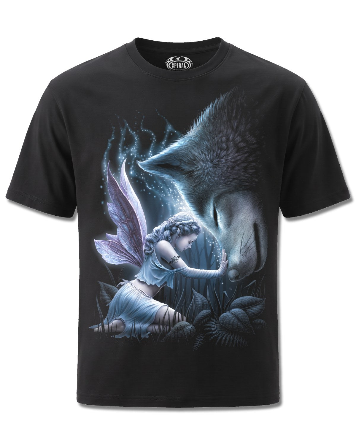 Spiral Sacred Bond design, front view on Black M121, Rock Off Retail official merch