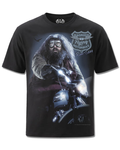 Harry Potter Hagrid Biker (Harry Potter) design, front view on Black M121, Rock Off Retail official merch