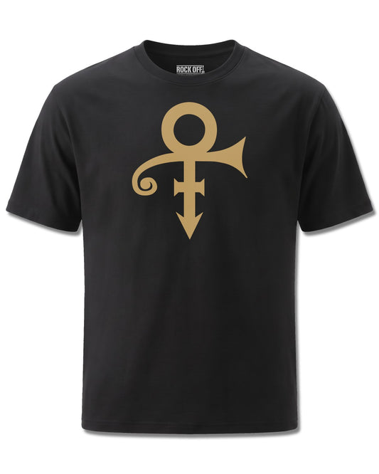 Prince Symbol (Prince) design, front view on Black M121, Rock Off Retail official merch