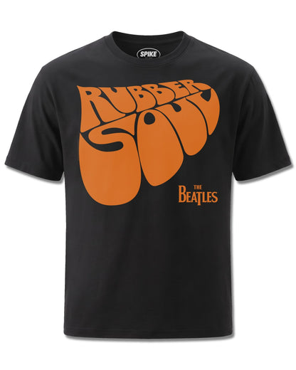 Beatles Rubber Soul Logo (The Beatles) design, front view on Black M121, Rock Off Retail official merch