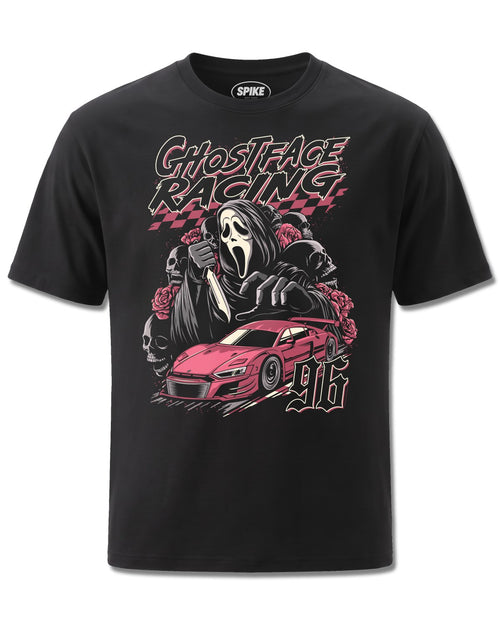 Ghost Face Racing 96 (Ghost Face) design, front view on Black M121, Rock Off Retail official merch