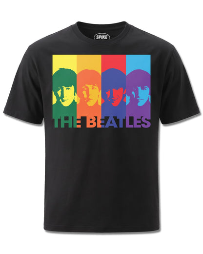 Beatles Retro Rainbow (The Beatles) design, front view on Black M121, Rock Off Retail official merch