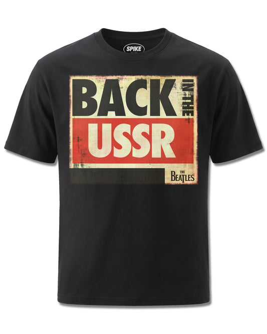 Beatles Back In The Ussr (The Beatles) design, front view on Black M121, Rock Off Retail official merch