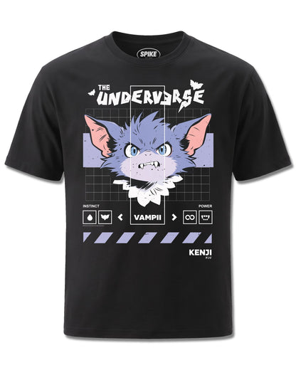 Kenji Vampii (Kenji) design, front view on Black M121, Rock Off Retail official merch