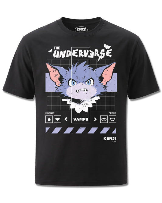Kenji Vampii (Kenji) design, front view on Black M121, Rock Off Retail official merch