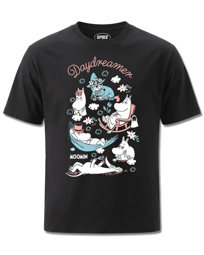 Moomin Daydreamer (Moomin) design, front view on Black M121, Rock Off Retail official merch
