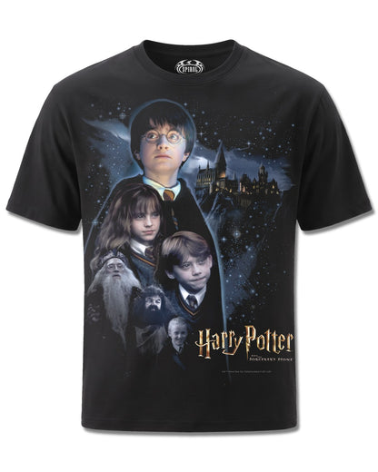 Harry Potter Poster Style (Harry Potter) design, front view on Black M121, Rock Off Retail official merch