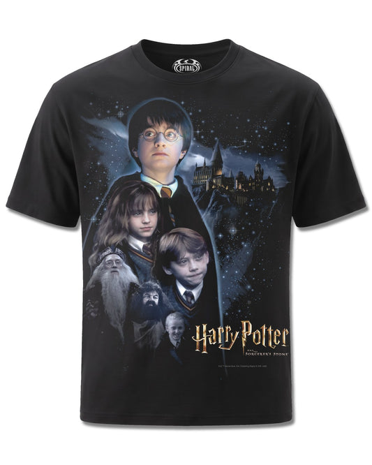 Harry Potter Poster Style (Harry Potter) design, front view on Black M121, Rock Off Retail official merch