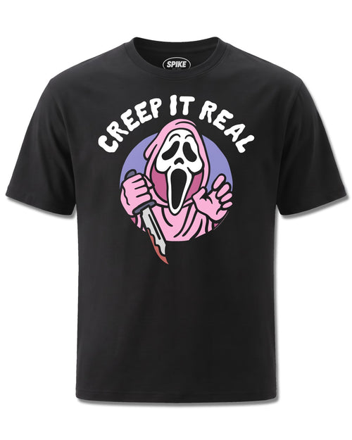 Ghost Face Creep IT Real (Ghost Face) design, front view on Black M121, Rock Off Retail official merch