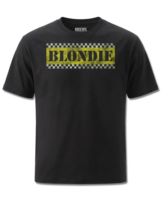 Blondie Taxi (Blondie) design, front view on Black M121, Rock Off Retail official merch