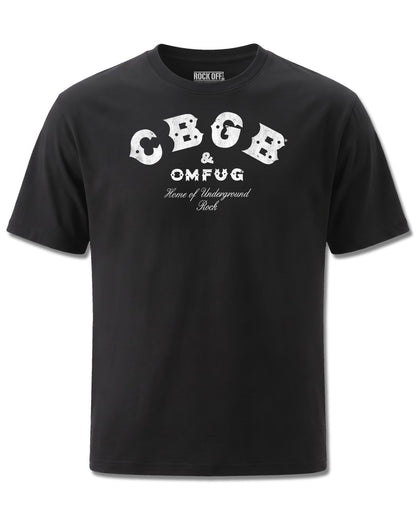 Cbgb Classic Logo (CBGB) design, front view on Black M121, Rock Off Retail official merch