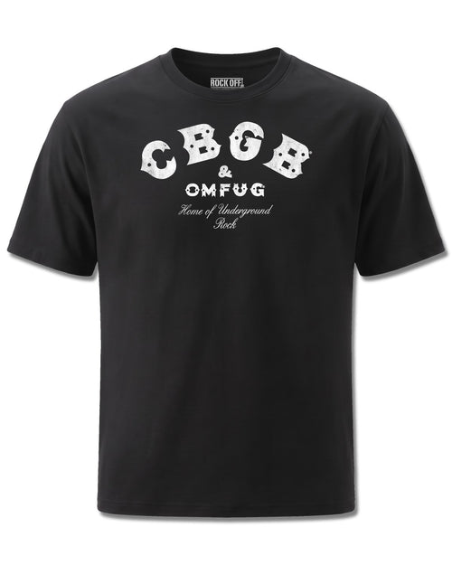 Cbgb Classic Logo (CBGB) design, front view on Black M121, Rock Off Retail official merch