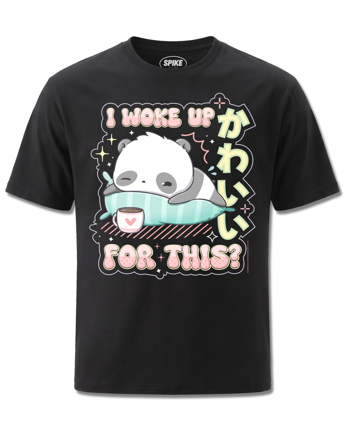 Cutie Squad I Woke Up For This (Cutie Squad) design, front view on Black M121, Rock Off Retail official merch