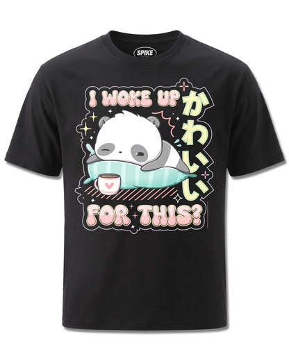 Cutie Squad I Woke Up For This (Cutie Squad) design, front view on Black M121, Rock Off Retail official merch