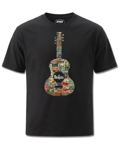 Beatles Guitar (The Beatles) design, front view on Black M121, Rock Off Retail official merch