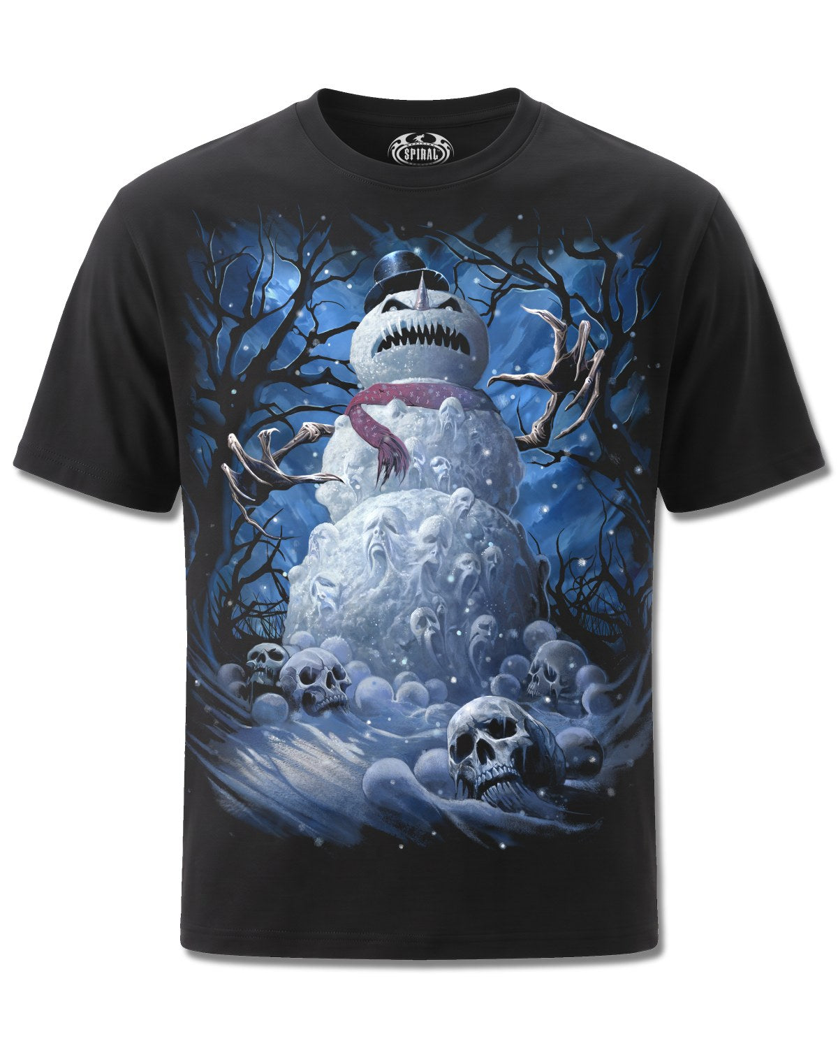 Spiral Dead Cold design, front view on Black M121, Rock Off Retail official merch