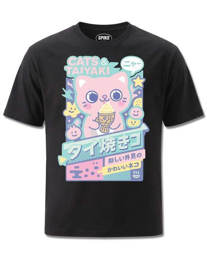 Pango Cats Taiyaki (Pango) design, front view on Black M121, Rock Off Retail official merch