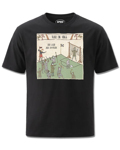 Hysterical Heritage Var In 1066 (Hysterical Heritage) design, front view on Black M121, Rock Off Retail official merch