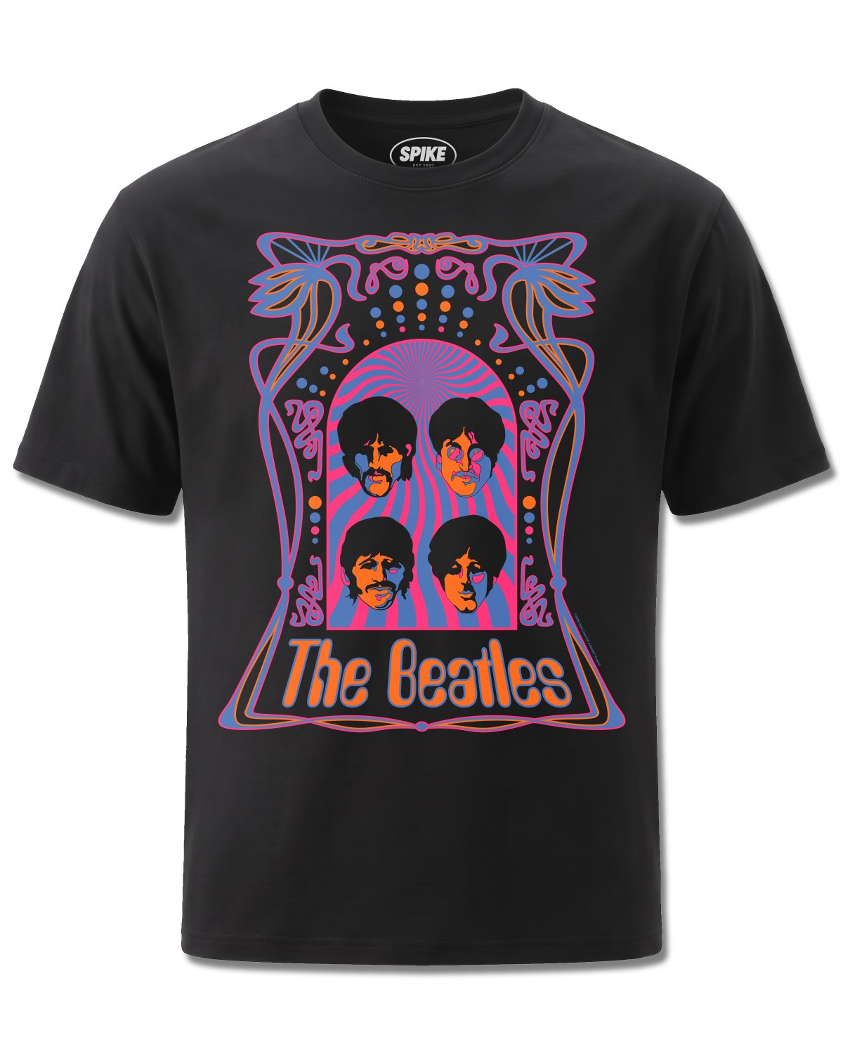 Beatles The Beatles Psychedelic (The Beatles) design, front view on Black M121, Rock Off Retail official merch