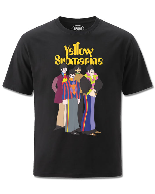 Beatles Yellow Submarine Ii (The Beatles) design, front view on Black M121, Rock Off Retail official merch