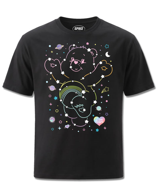 Care Bears Starry Sky (Care Bears) design, front view on Black M121, Rock Off Retail official merch