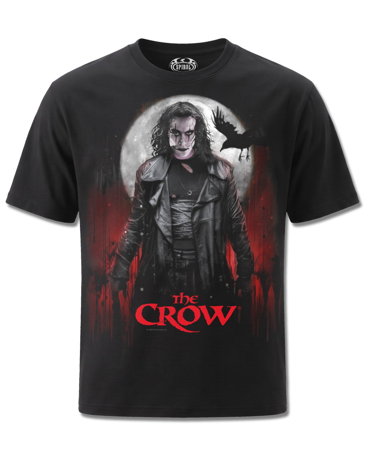 The Crow Blood Moon (The Crow) design, front view on Black M121, Rock Off Retail official merch