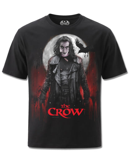 The Crow Blood Moon (The Crow) design, front view on Black M121, Rock Off Retail official merch