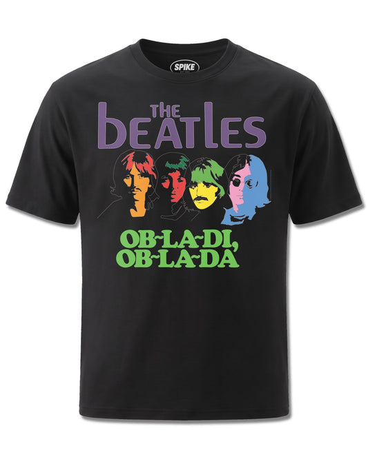 Beatles Abbey Road Gold (The Beatles) design, front view on Black M121, Rock Off Retail official merch