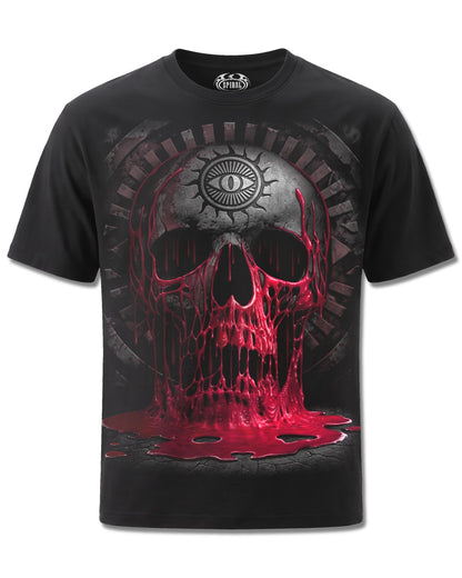Spiral Bleeding Souls design, front view on Black M121, Rock Off Retail official merch