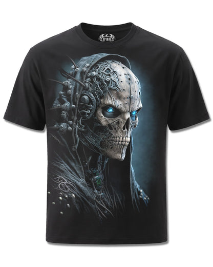 Spiral Human 2.0 design, front view on Black M121, Rock Off Retail official merch