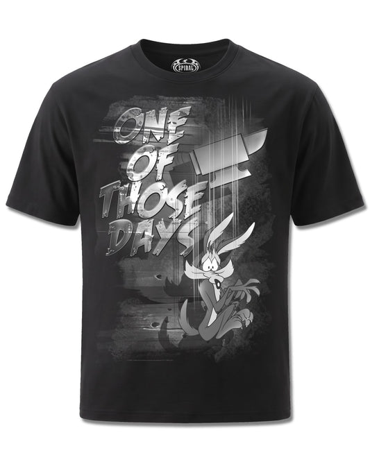 Looney Tunes Coyote Those Days (Looney Tunes) design, front view on Black M121, Rock Off Retail official merch