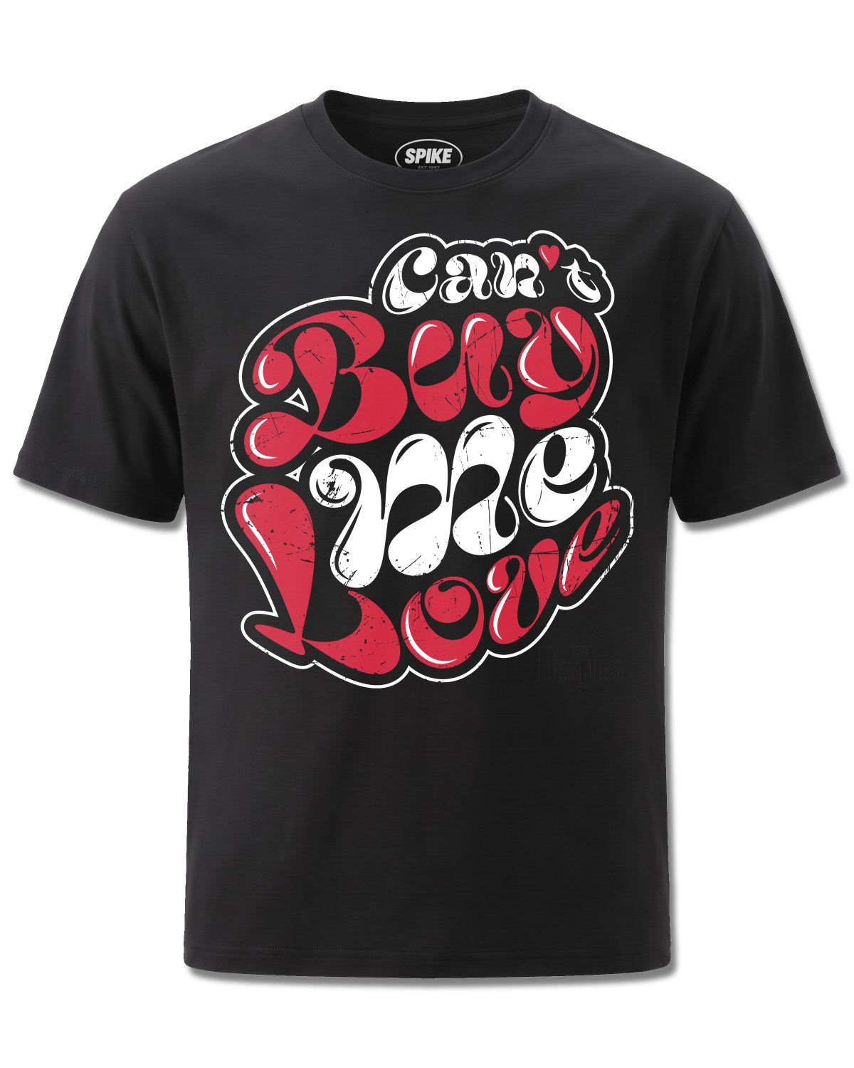 Beatles Can't Buy Me Love (The Beatles) design, front view on Black M121, Rock Off Retail official merch