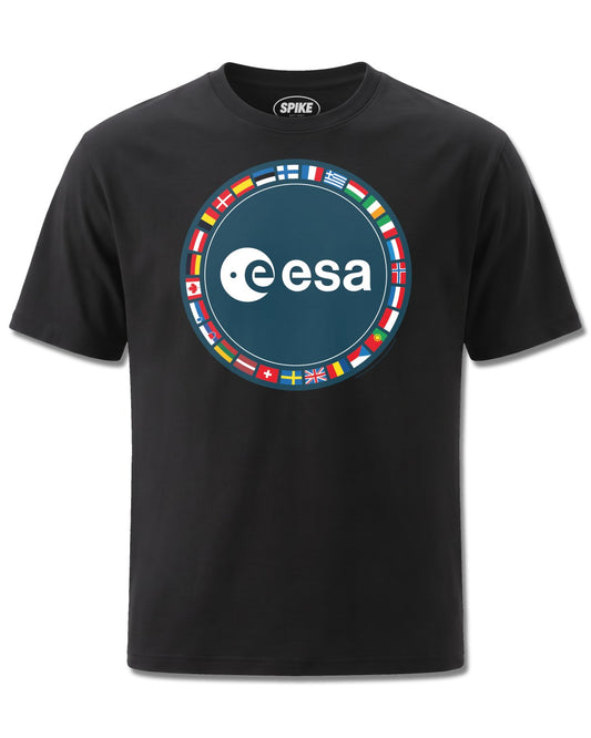 Esa Logo (ESA) design, front view on Black M121, Rock Off Retail official merch