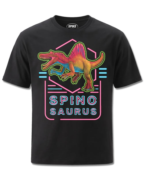Pd Moreno Neon Spino (PD Moreno) design, front view on Black M121, Rock Off Retail official merch