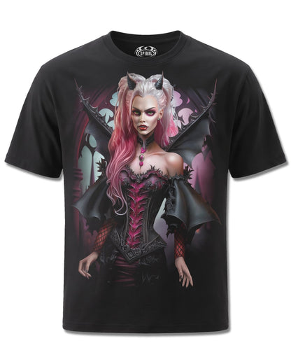 Spiral The Antibarb design, front view on Black M121, Rock Off Retail official merch