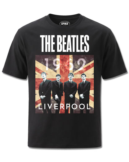 Beatles Liverpool 1962 (The Beatles) design, front view on Black M121, Rock Off Retail official merch