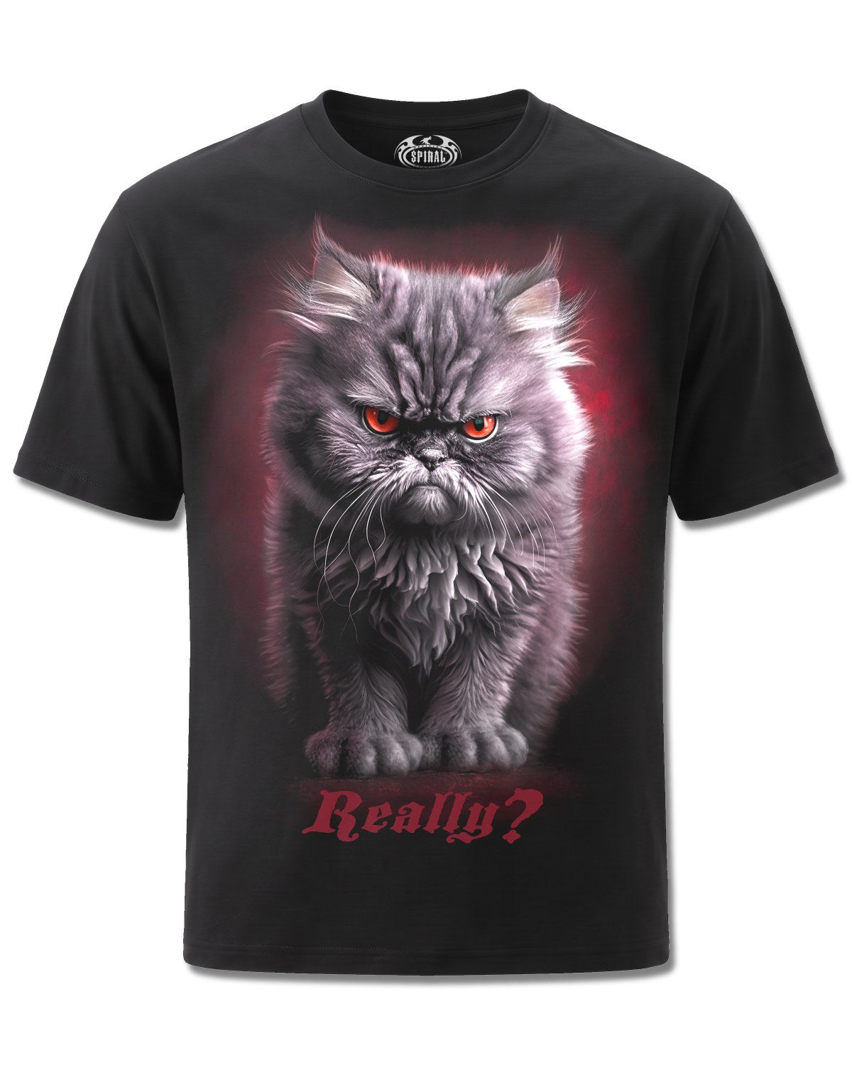 Spiral Anger Management design, front view on Black M121, Rock Off Retail official merch