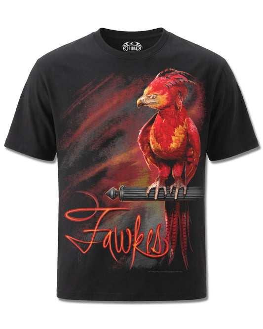 Harry Potter Fawkes (Harry Potter) design, front view on Black M121, Rock Off Retail official merch