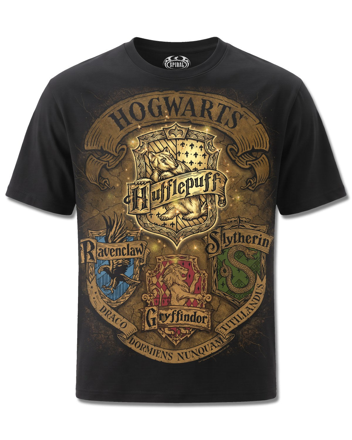 Harry Potter Hufflepuff Crest Ii (Harry Potter) design, front view on Black M121, Rock Off Retail official merch