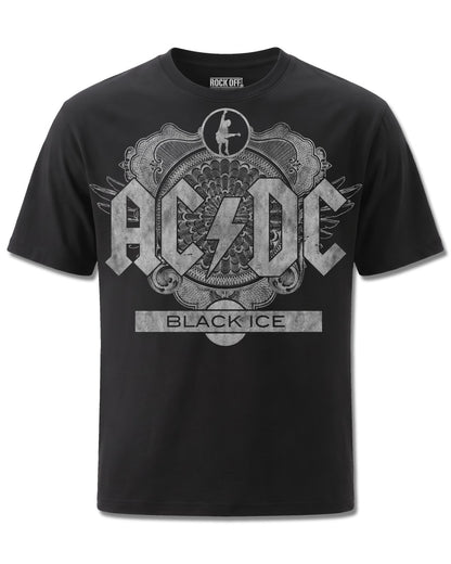 AC/DC Black Ice (AC/DC) design, front view on Black M121, Rock Off Retail official merch