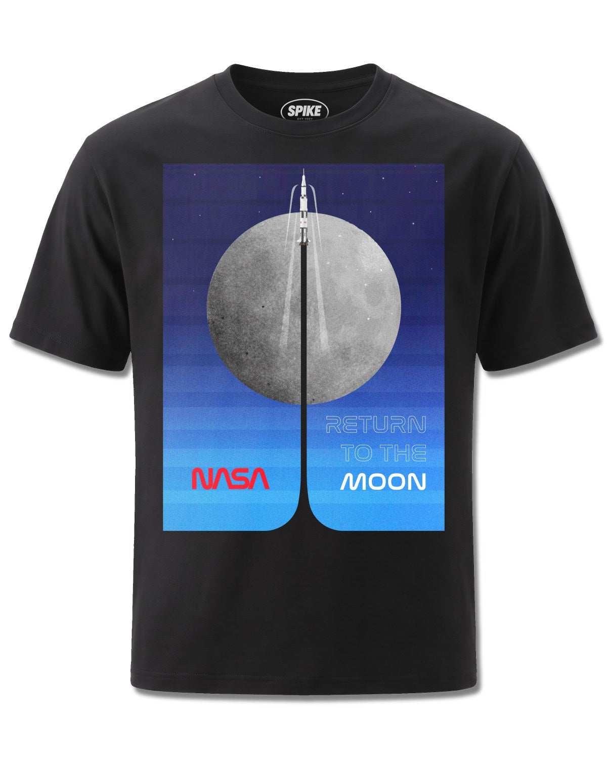 Nasa Return To The Moon (NASA) design, front view on Black M121, Rock Off Retail official merch