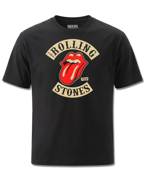 The Rolling Stones Tour 1978 (The Rolling Stones) design, front view on Black M121, Rock Off Retail official merch