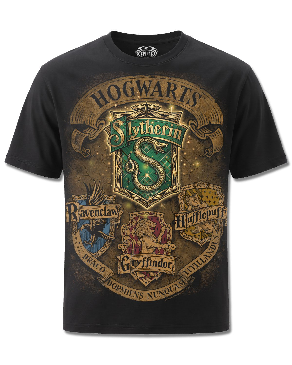 Harry Potter Slytherin Crest Ii (Harry Potter) design, front view on Black M121, Rock Off Retail official merch