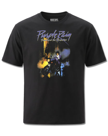 Prince Purple Rain (Prince) design, front view on Black M121, Rock Off Retail official merch