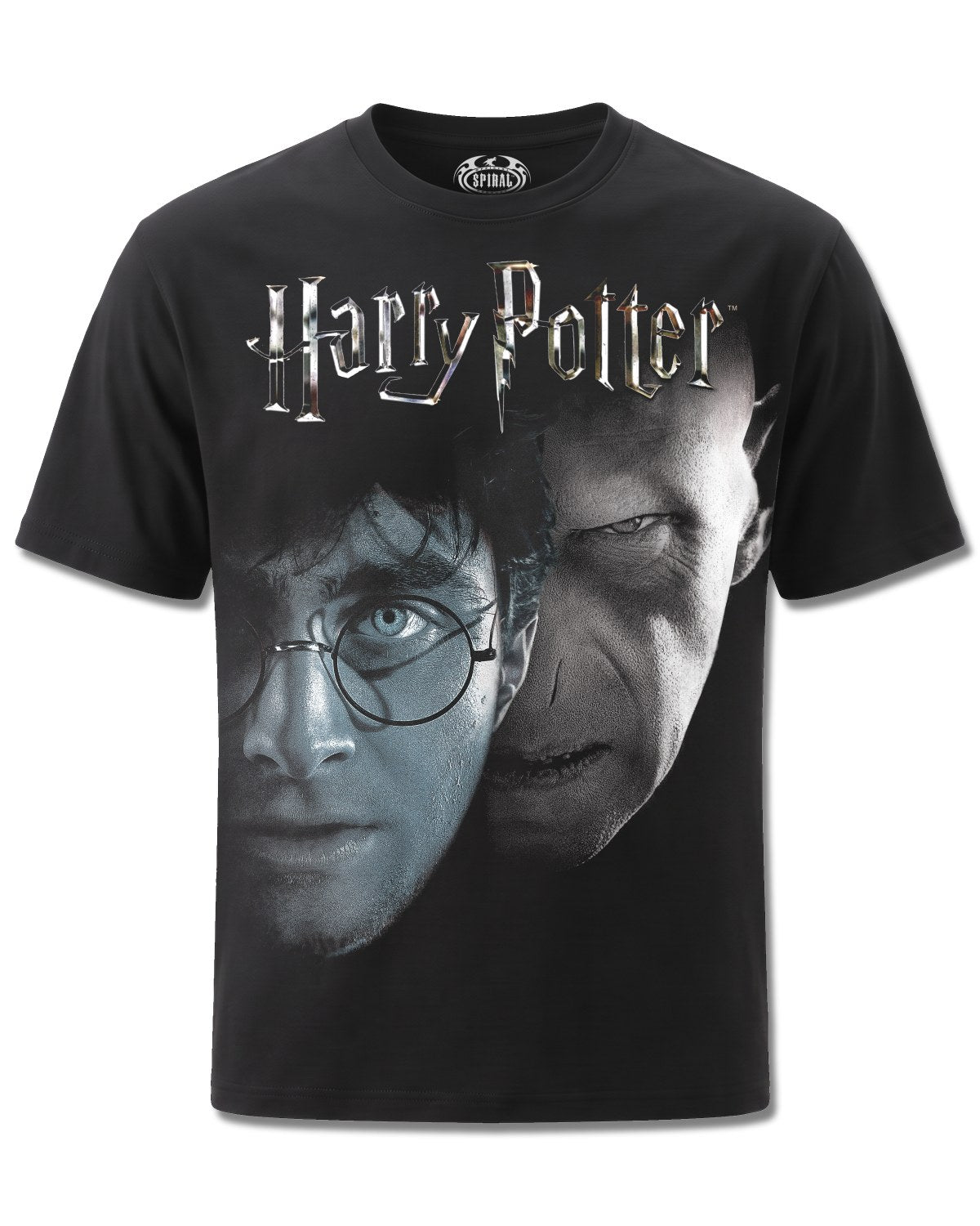 Harry Potter Shadow Faces (Harry Potter) design, front view on Black M121, Rock Off Retail official merch